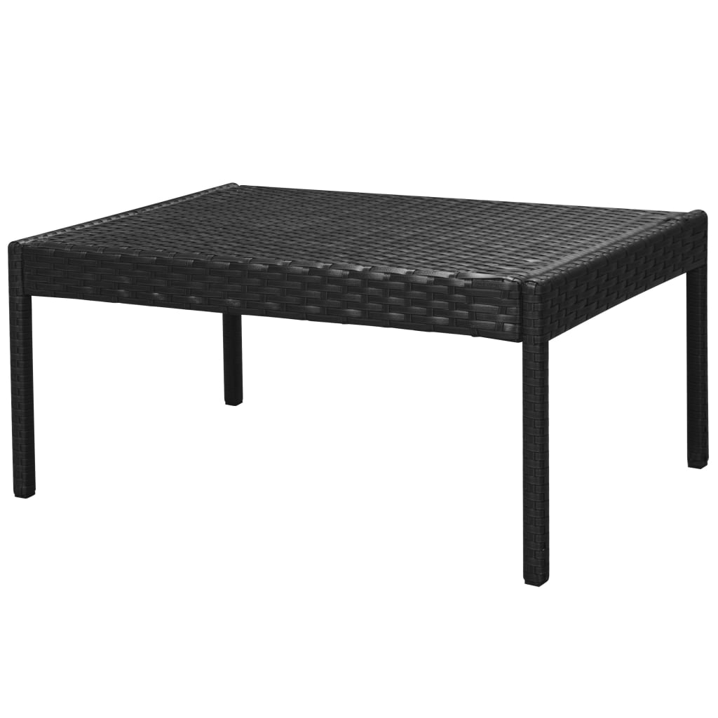 Set mobilier de grădină cu perne, 6 piese, negru, poliratan