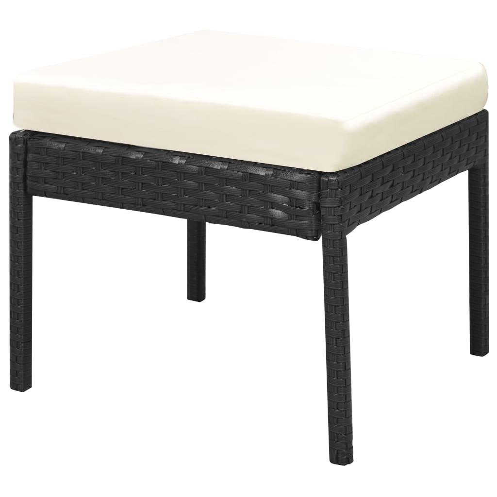 Set mobilier de grădină cu perne, 6 piese, negru, poliratan