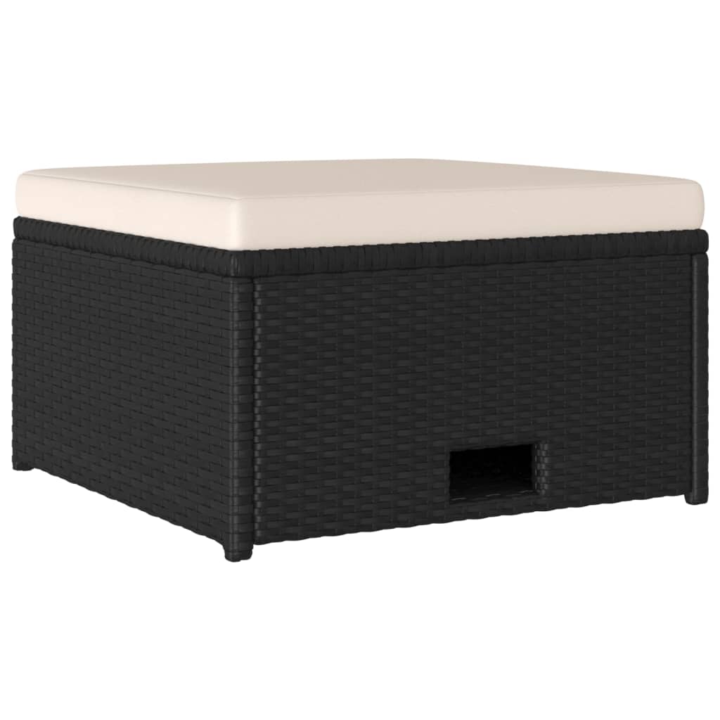 Set mobilier de grădină cu perne, 4 piese, negru, poliratan