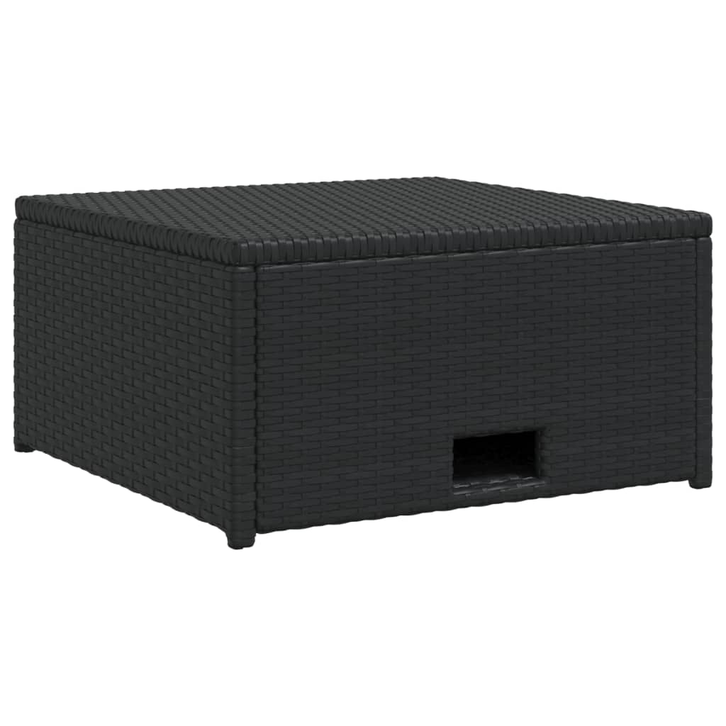 Set mobilier de grădină cu perne, 4 piese, negru, poliratan