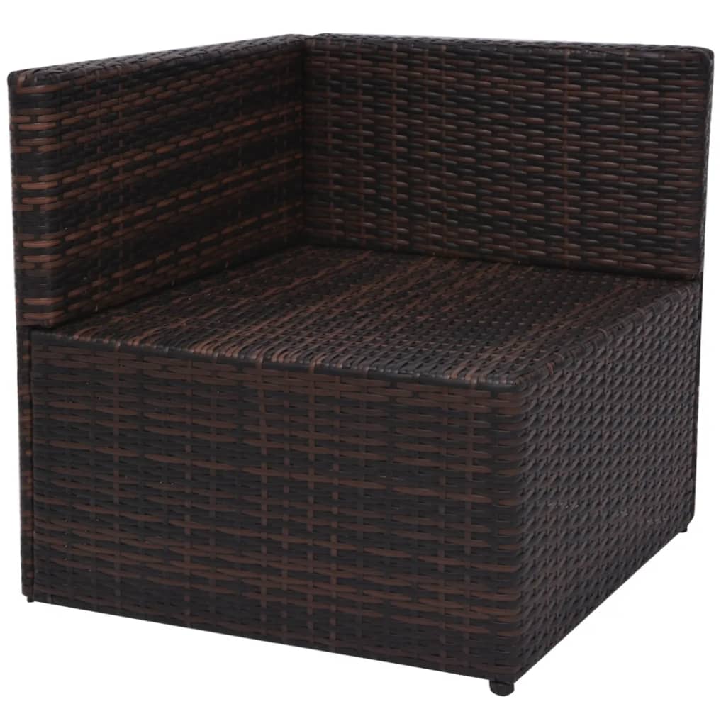 Garden furniture set with cushions, 5 pieces, brown, polyrattan