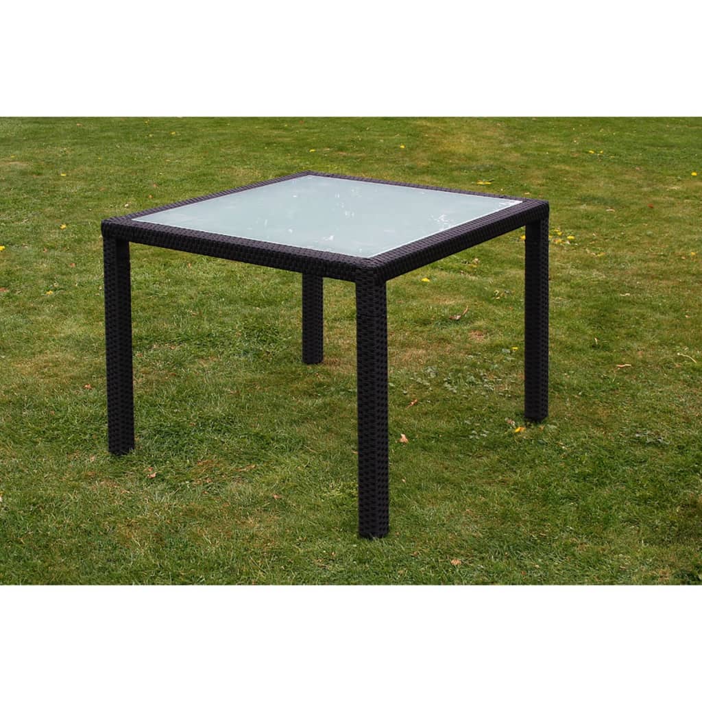 Set mobilier de exterior cu perne, 5 piese, negru, poliratan