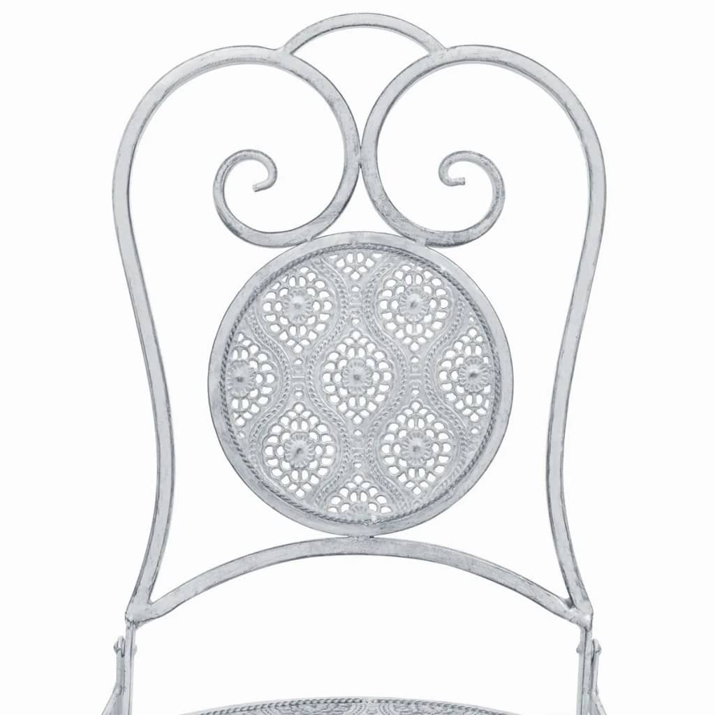 Bistro furniture set, 3 pieces, grey white, steel