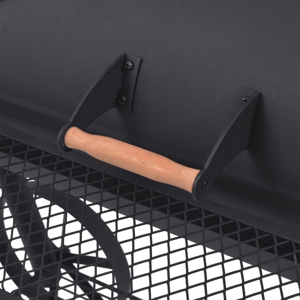 Charcoal grill, smoker and low shelf, black, massive XXL