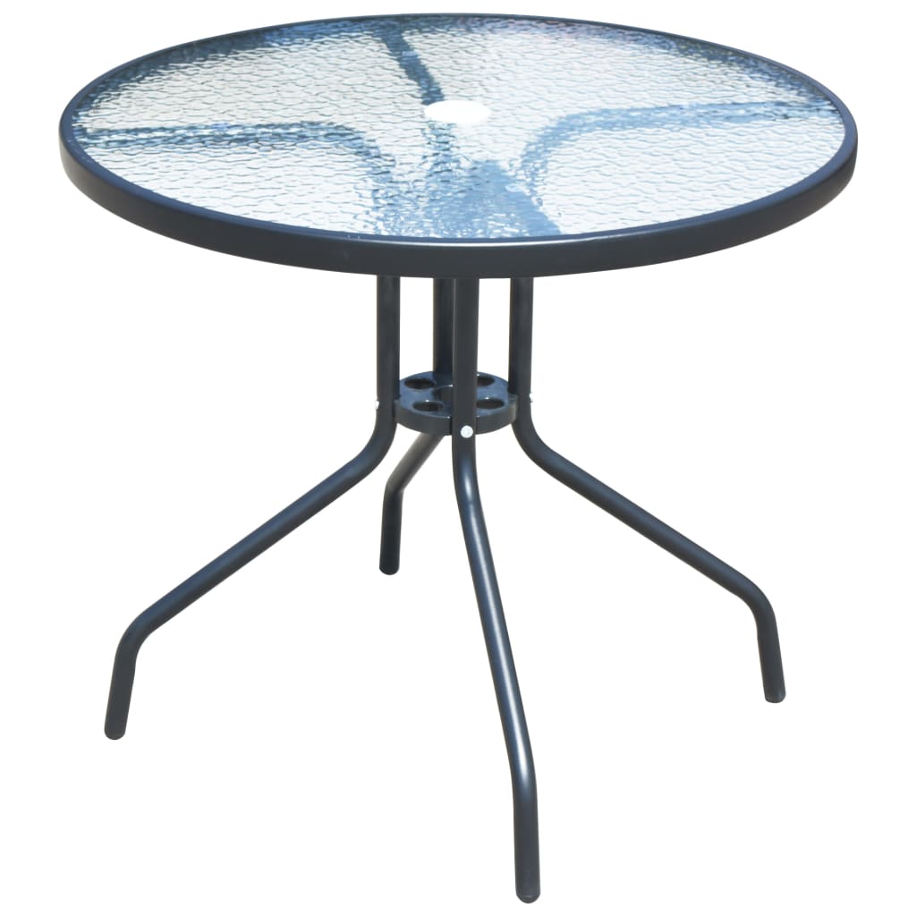 Set mobilier de exterior, 5 piese, negru, oțel