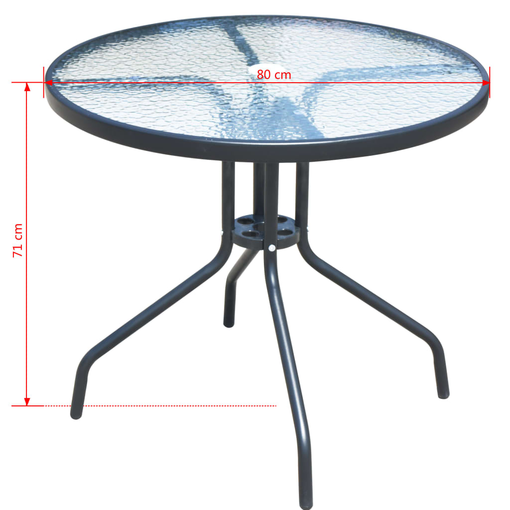 Set mobilier de exterior, 5 piese, negru, oțel