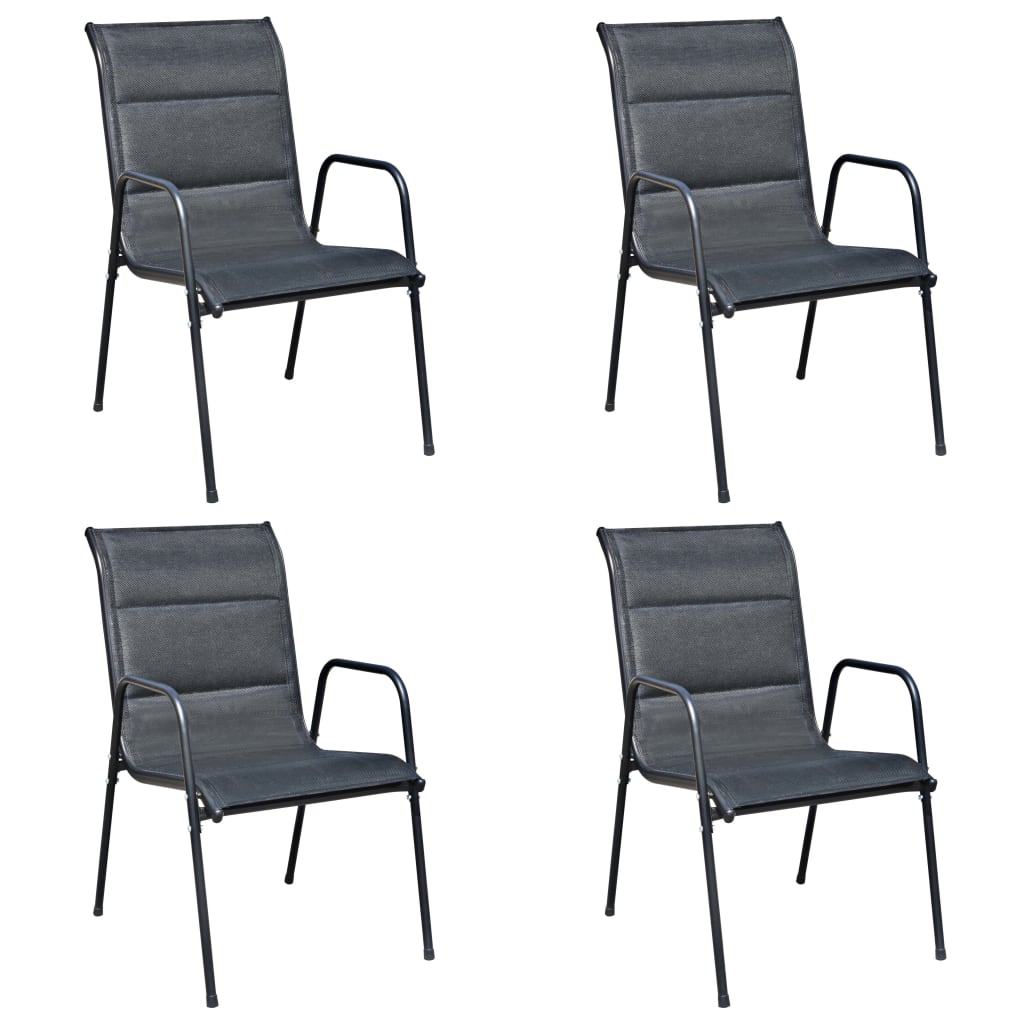 Outdoor furniture set, 5 pieces, black, steel