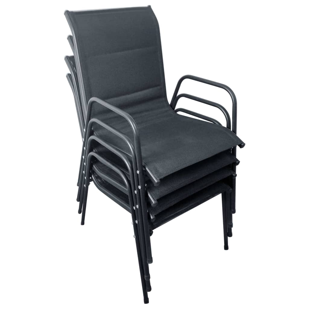 Set mobilier de exterior, 5 piese, negru, oțel