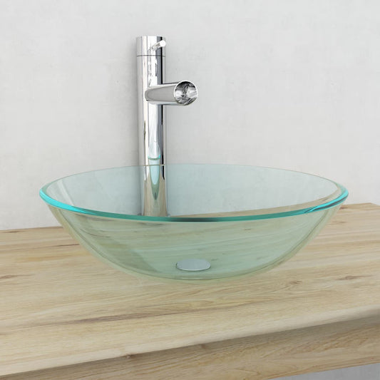 Transparent tempered glass sink, 42 ​​cm