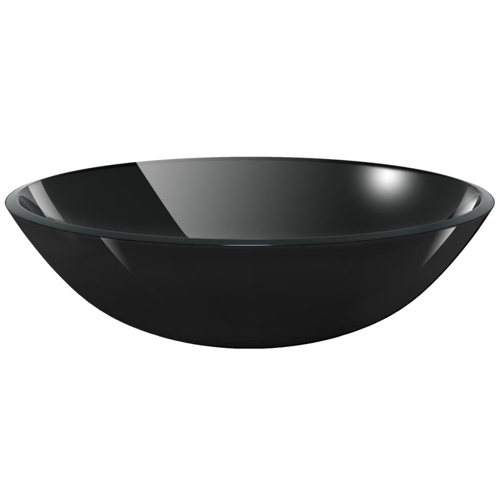 Tempered glass bathroom sink, 42 ​​cm, black