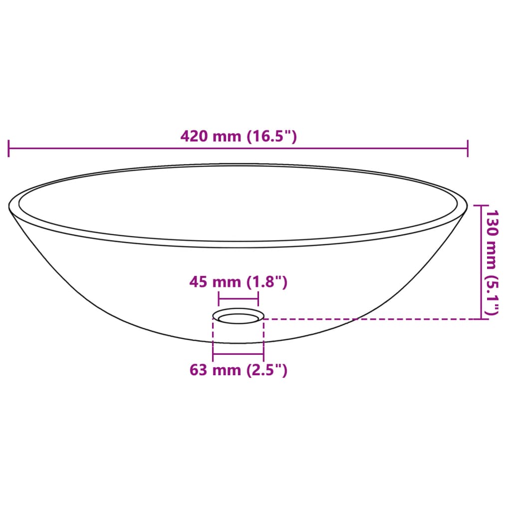 Chiuvetă de baie din sticlă călită, 42 cm, negru