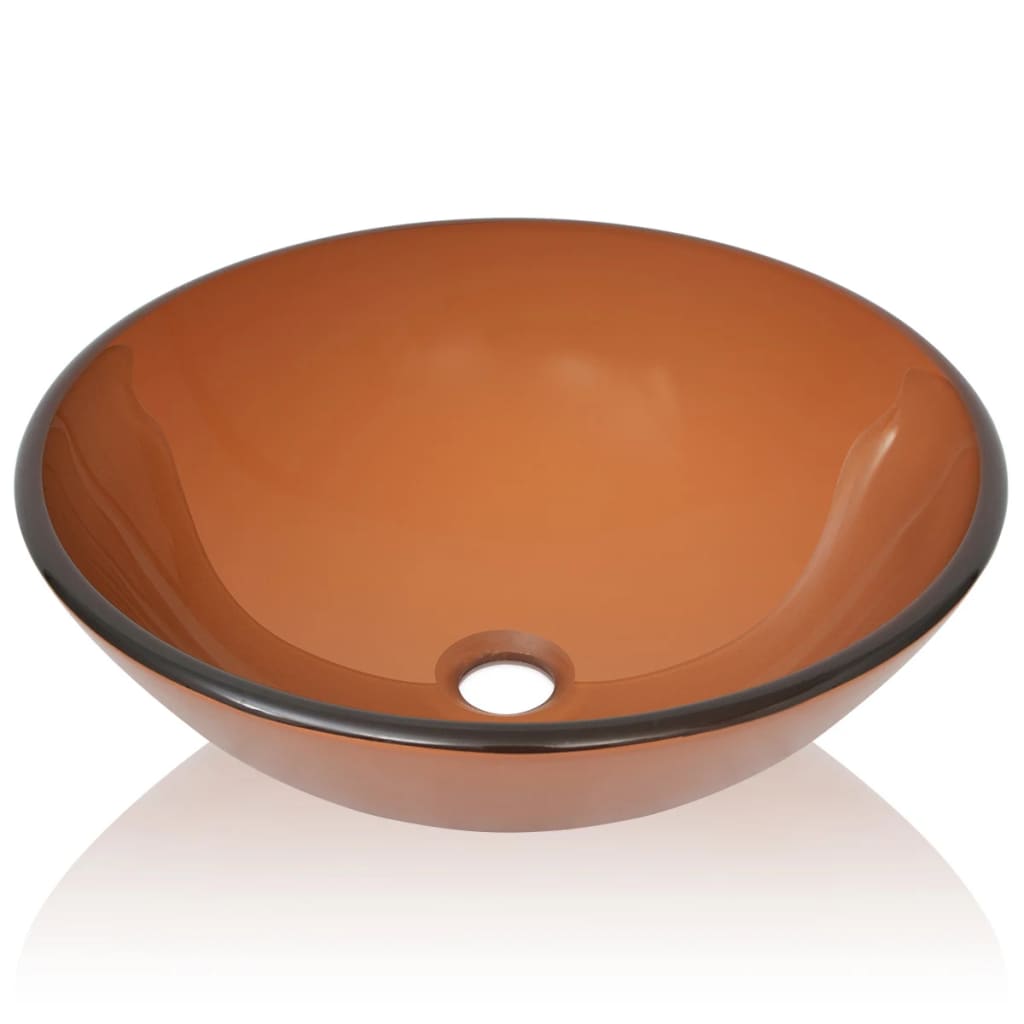 Tempered glass sink, 42 ​​cm, brown