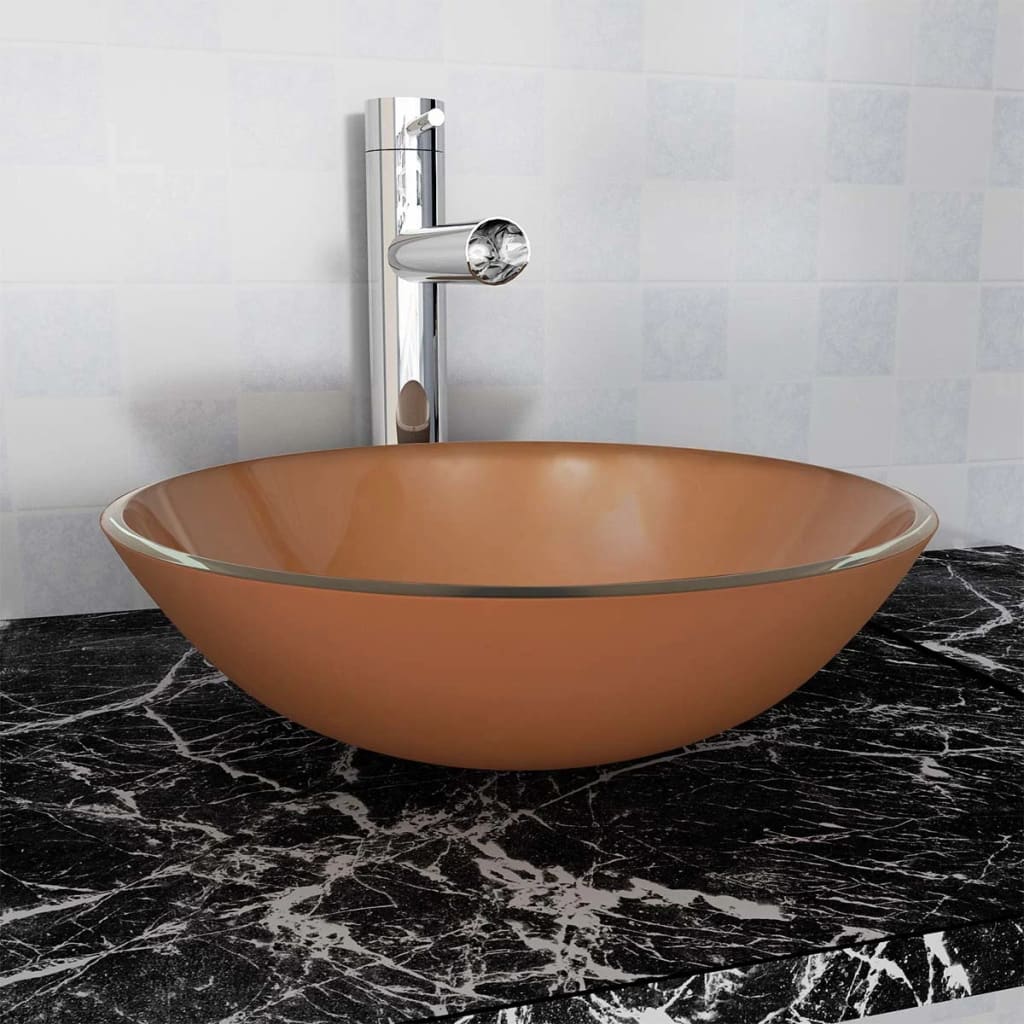 Tempered glass sink, 42 ​​cm, brown