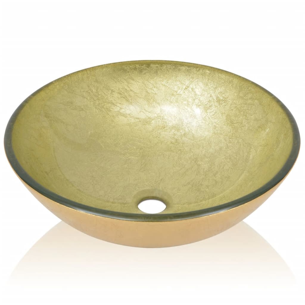 Tempered glass sink, 42 ​​cm, gold