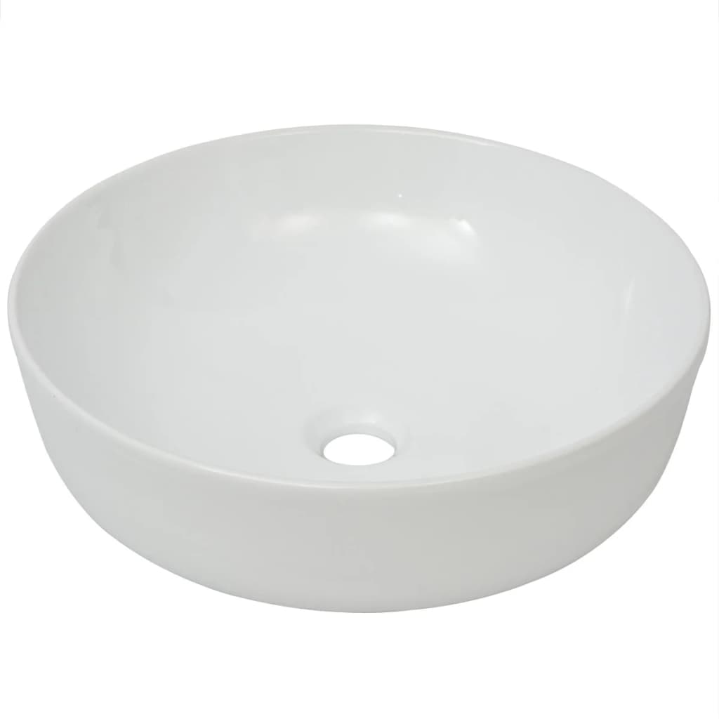 Ceramic bathroom sink, round, 41.5 x 13.5 cm, white