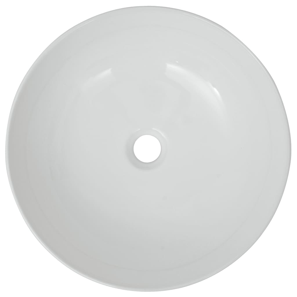 Ceramic bathroom sink, round, 41.5 x 13.5 cm, white