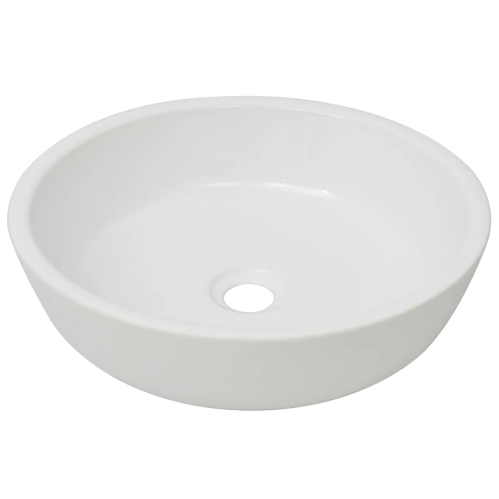 Ceramic bathroom sink, round, 42 x 12 cm, white