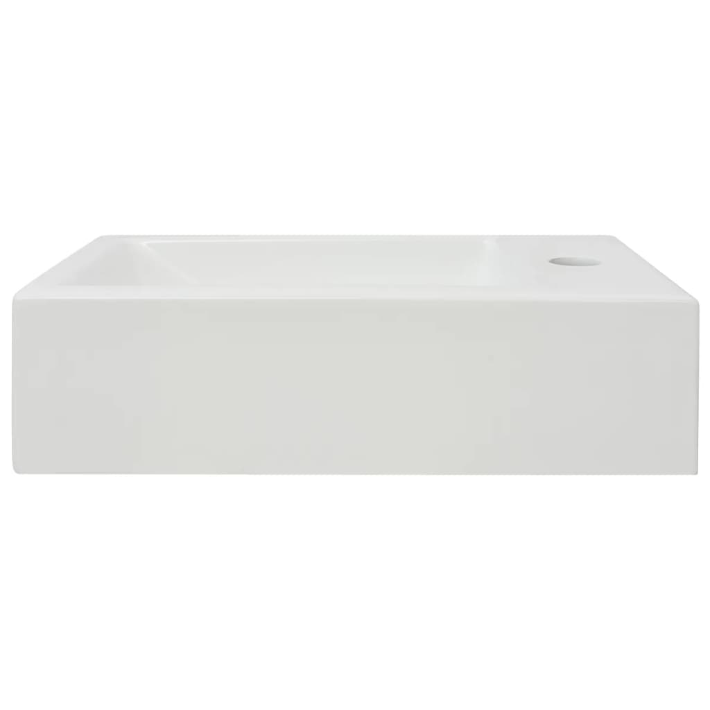 Rectangular ceramic sink with overflow 46x25.5x12 cm white