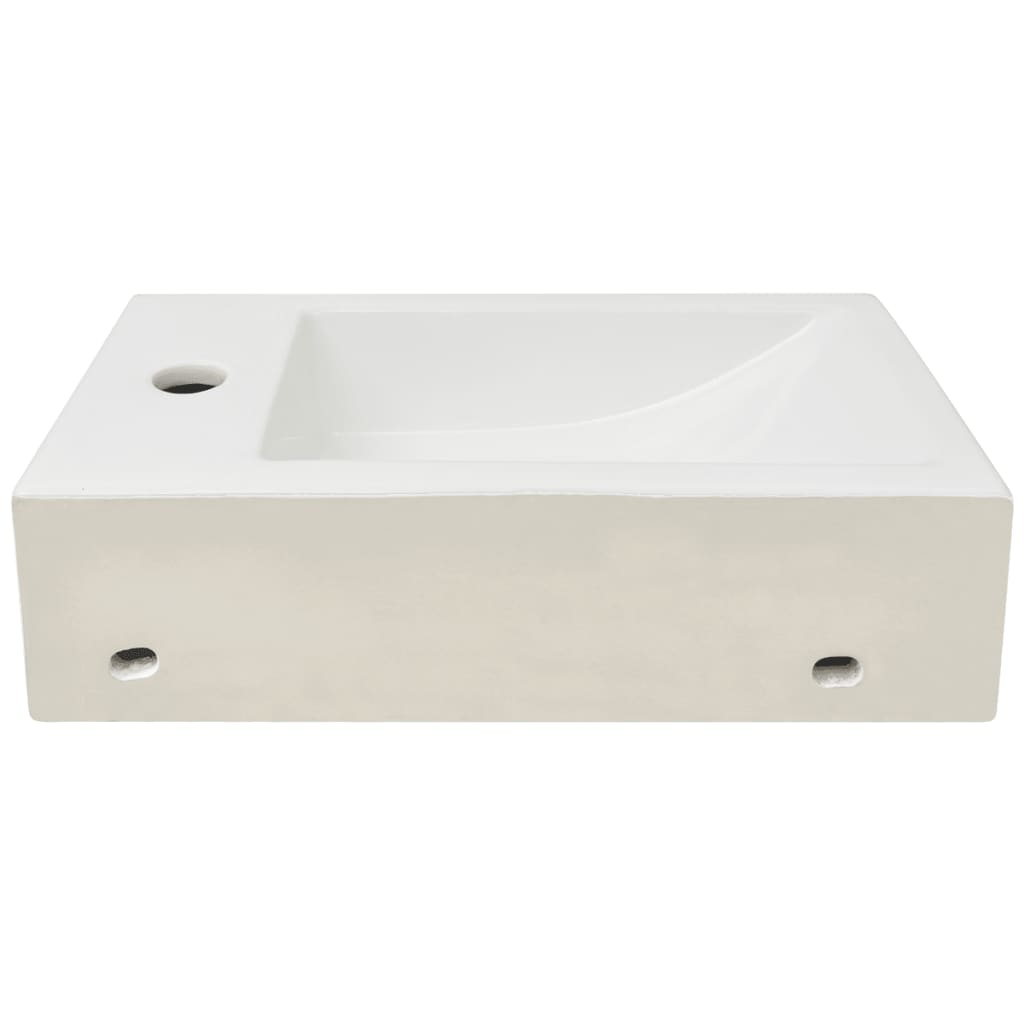 Rectangular ceramic sink with overflow 46x25.5x12 cm white