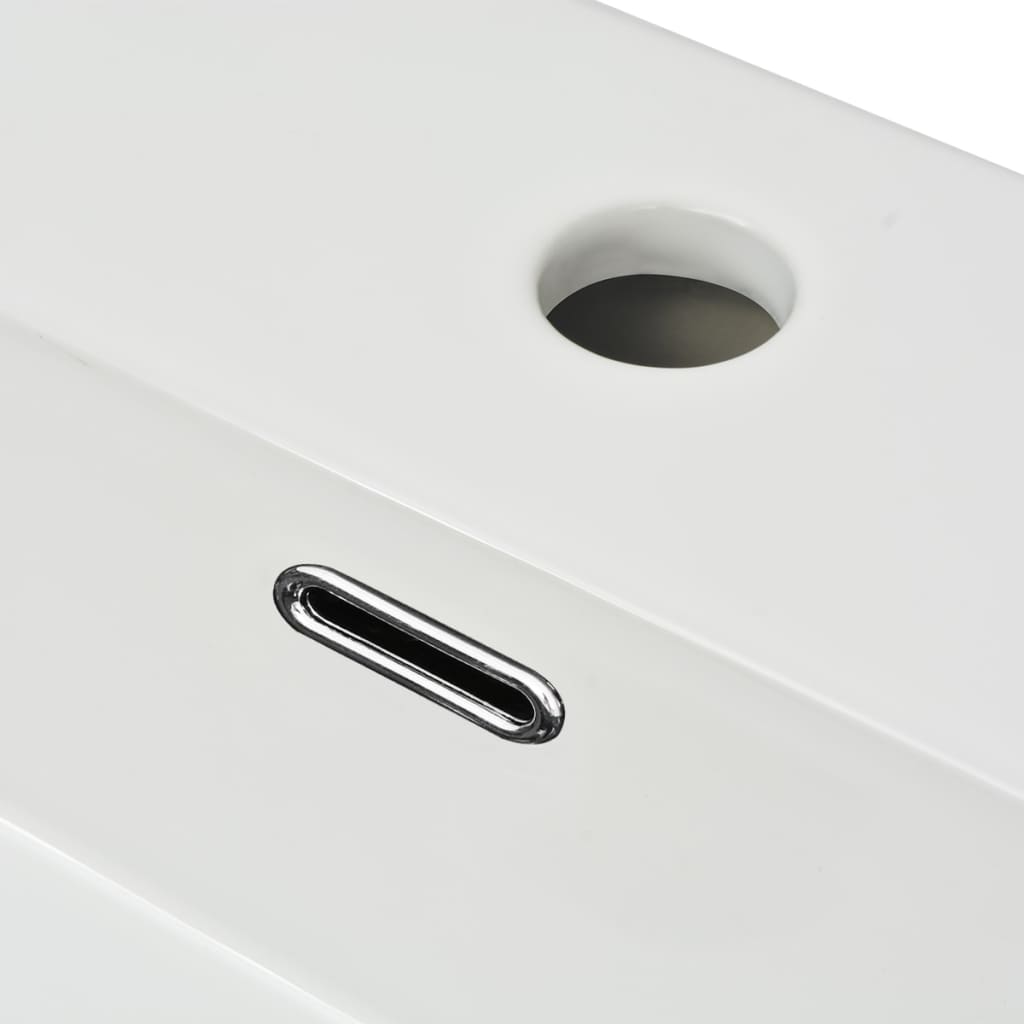 Sink with tap hole, ceramic 60.5x42.5x14.5 cm, white