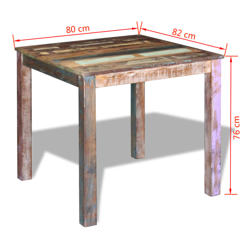 Kitchen table, 80x82x76 cm, solid recycled wood