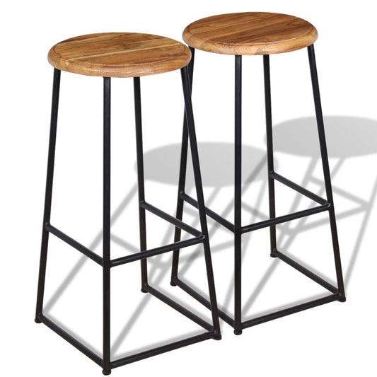 Bar stools, 2 pcs., solid teak wood