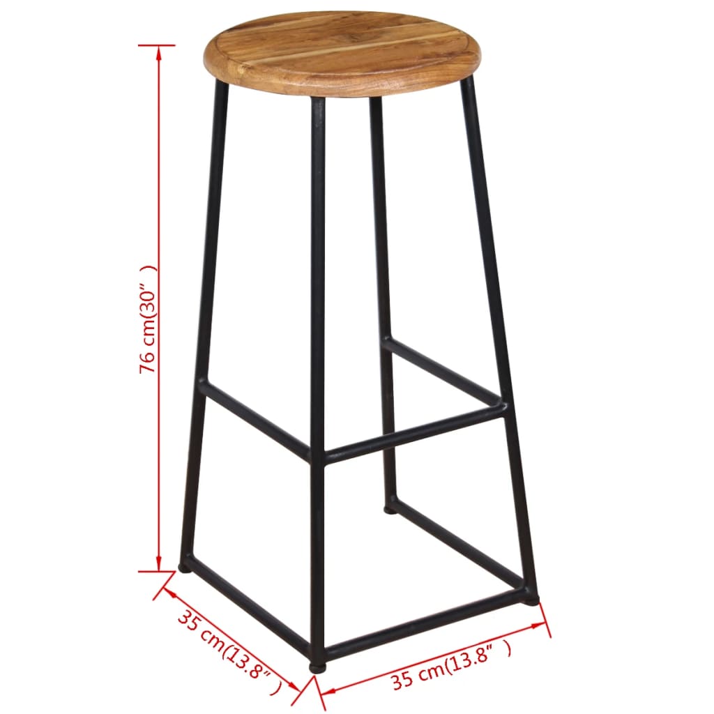 Bar stools, 2 pcs., solid teak wood