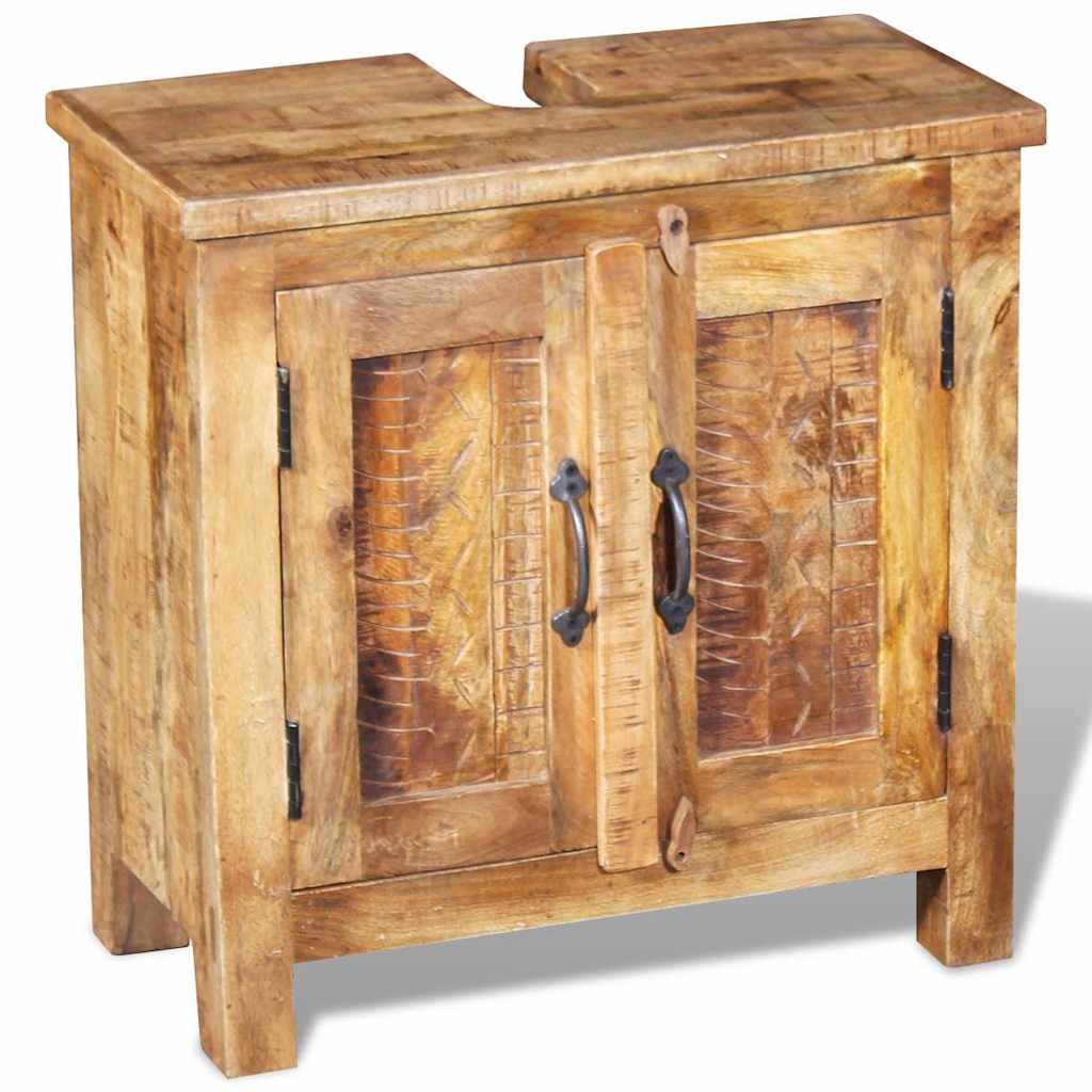 Solid mango wood bathroom cabinet with mirror