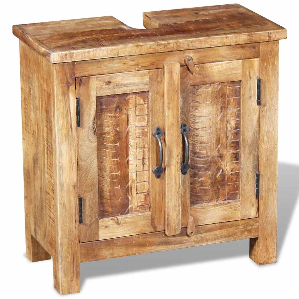 Solid mango wood bathroom cabinet with mirror