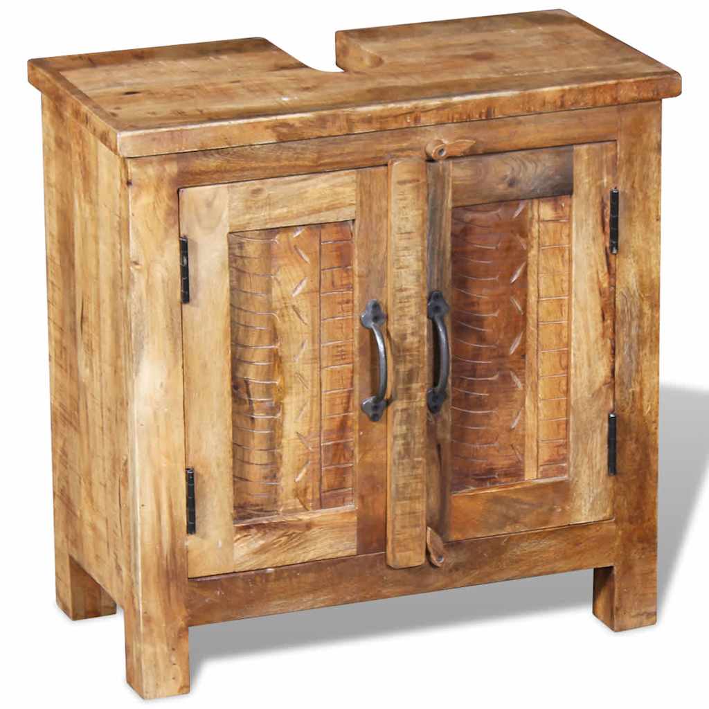 Solid mango wood bathroom cabinet with mirror