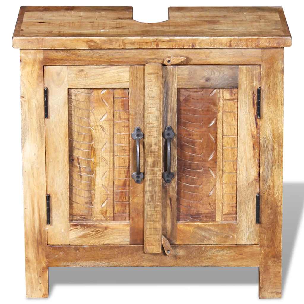 Solid mango wood bathroom cabinet with mirror