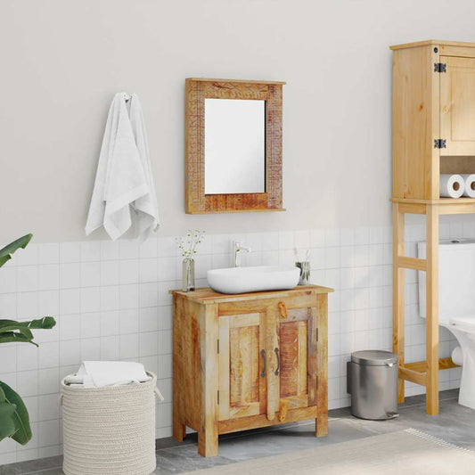 Solid mango wood bathroom cabinet with mirror