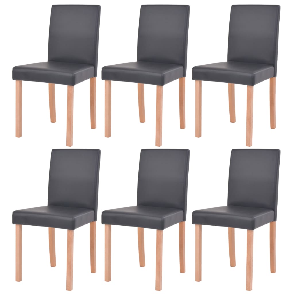 Table and chairs 7 pieces, artificial leather, oak, black