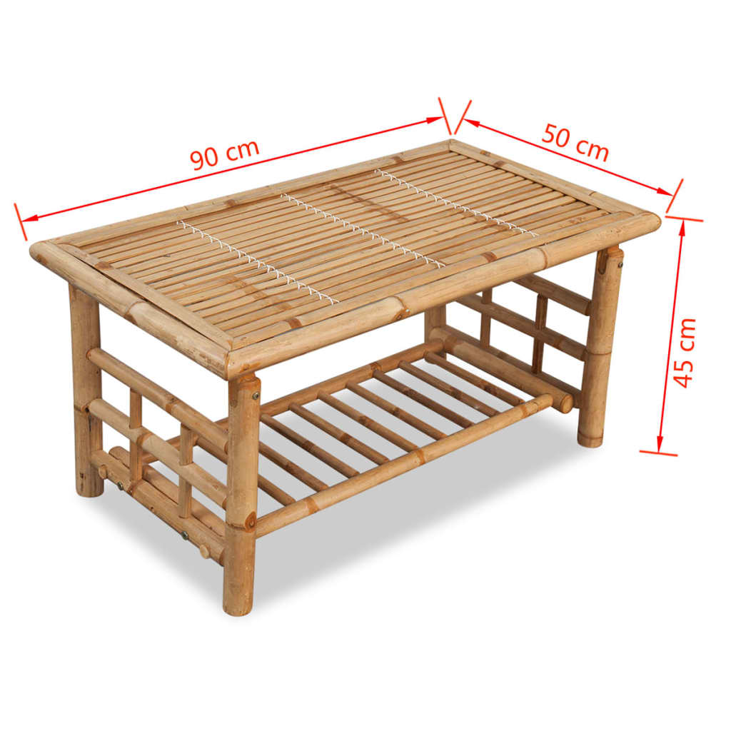 Bamboo coffee table, 90 x 50 x 45 cm