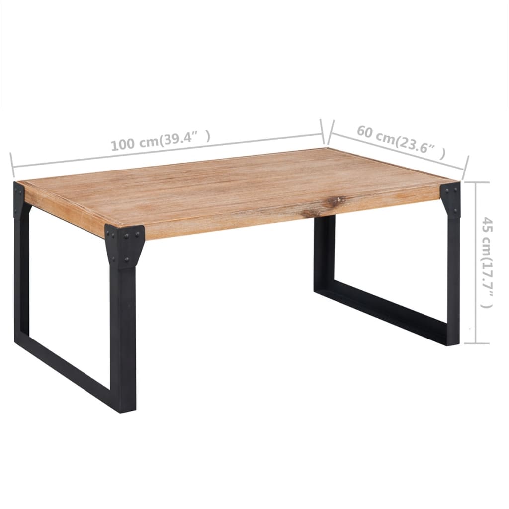 Solid acacia wood coffee table, 100 x 60 x 45 cm