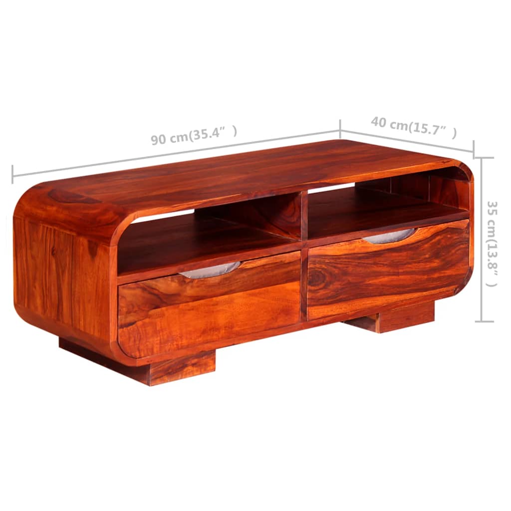 Solid sheesham wood coffee table, 90 x 40 x 35 cm