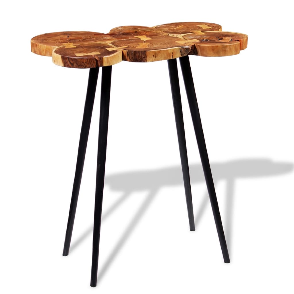 Solid acacia wood bar table, log pattern 90x60x110 cm