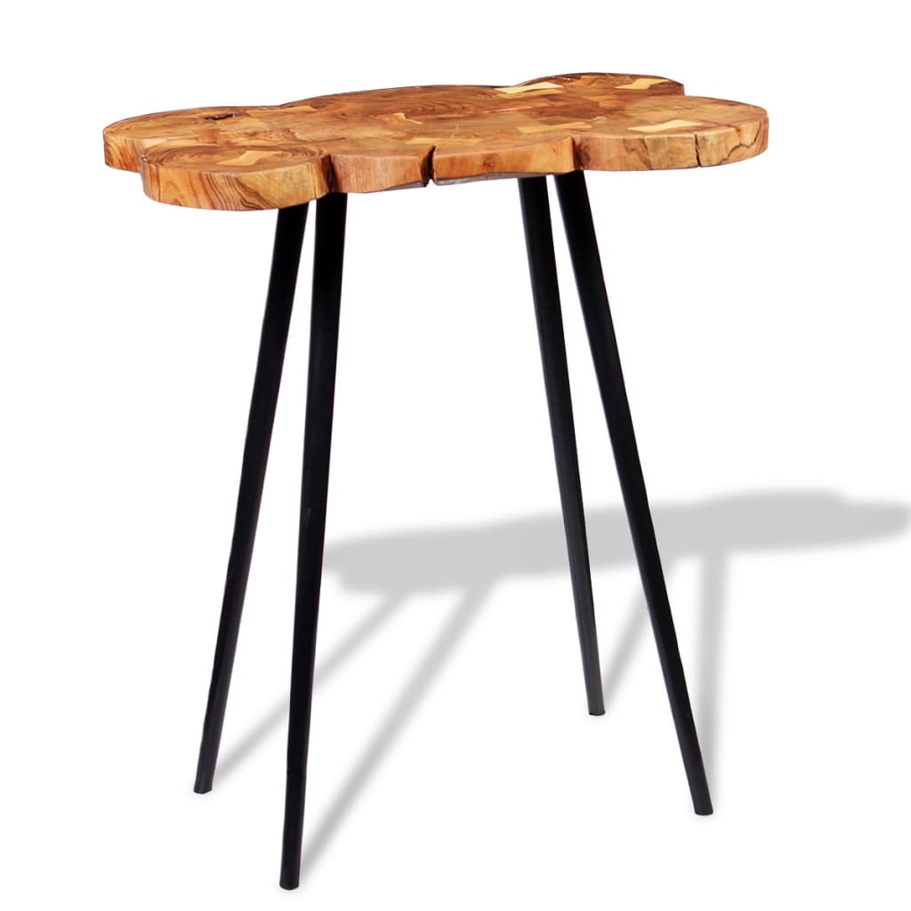 Solid acacia wood bar table, log pattern 90x60x110 cm