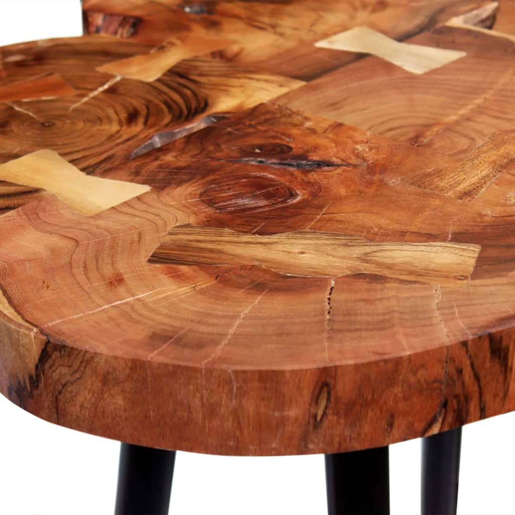 Solid acacia wood bar table, log pattern 90x60x110 cm