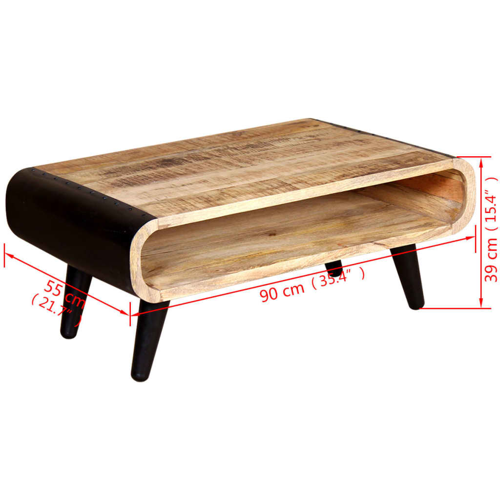 Coffee table, solid mango wood, 90 x 55 x 39 cm