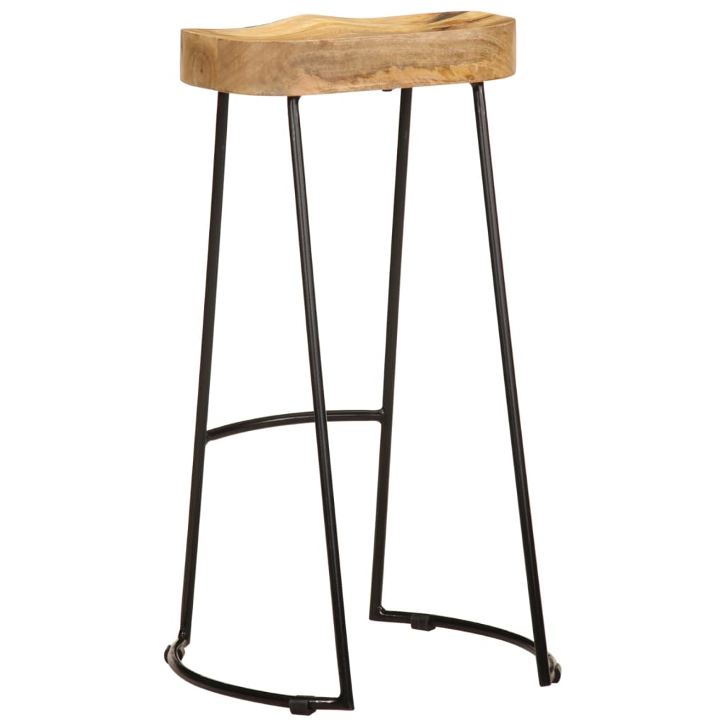 Bar stools, 2 pcs., solid mango wood