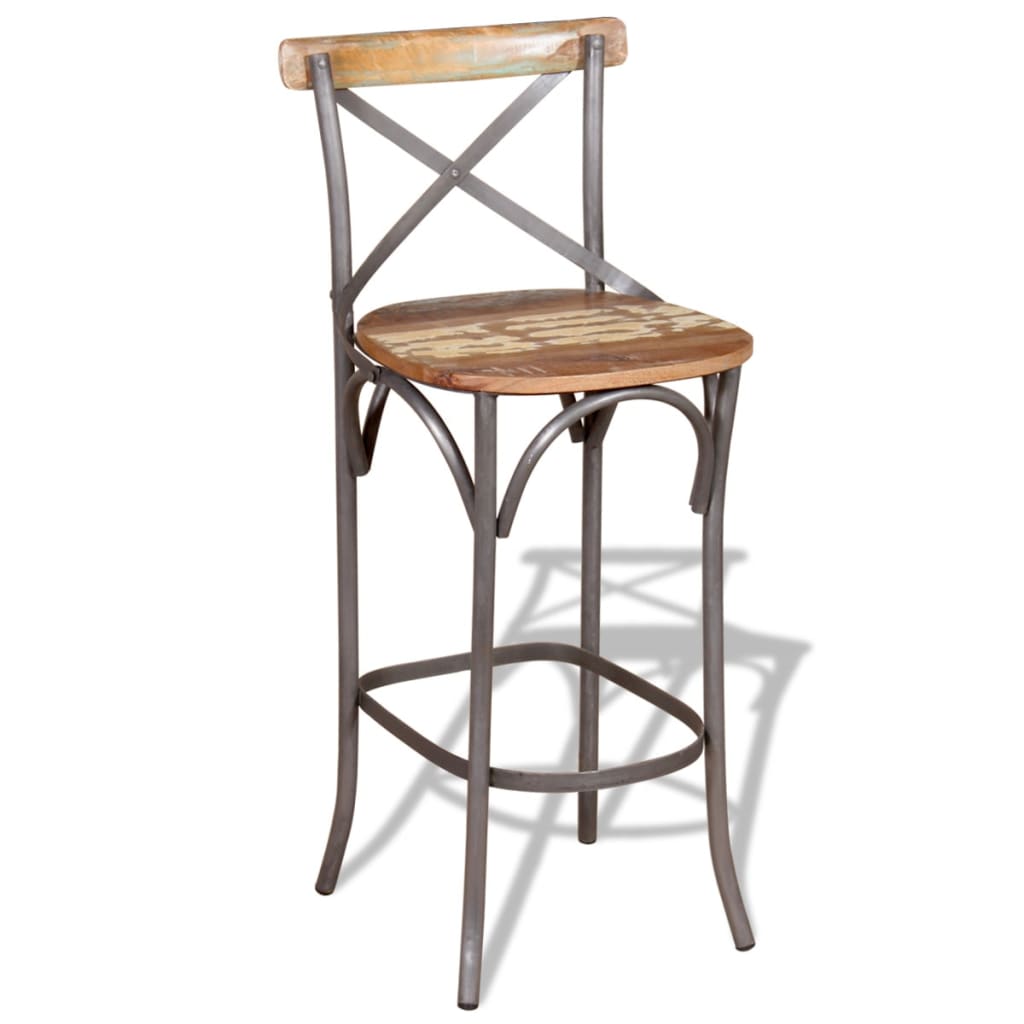 Bar stool, solid recycled wood