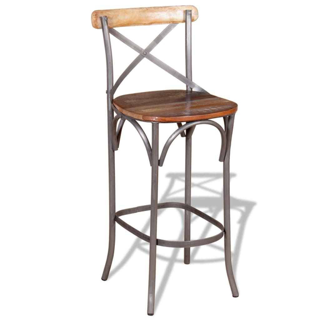 Bar stool, solid recycled wood