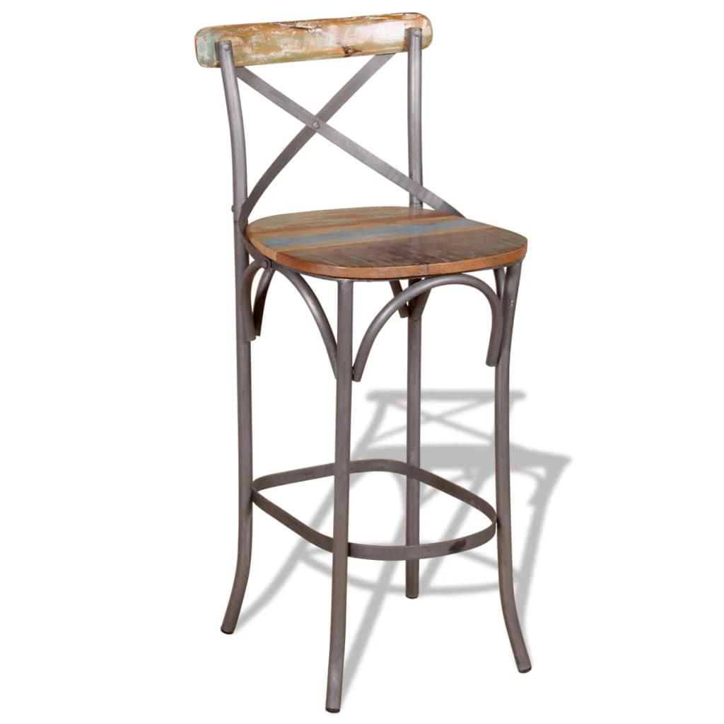 Bar stool, solid recycled wood