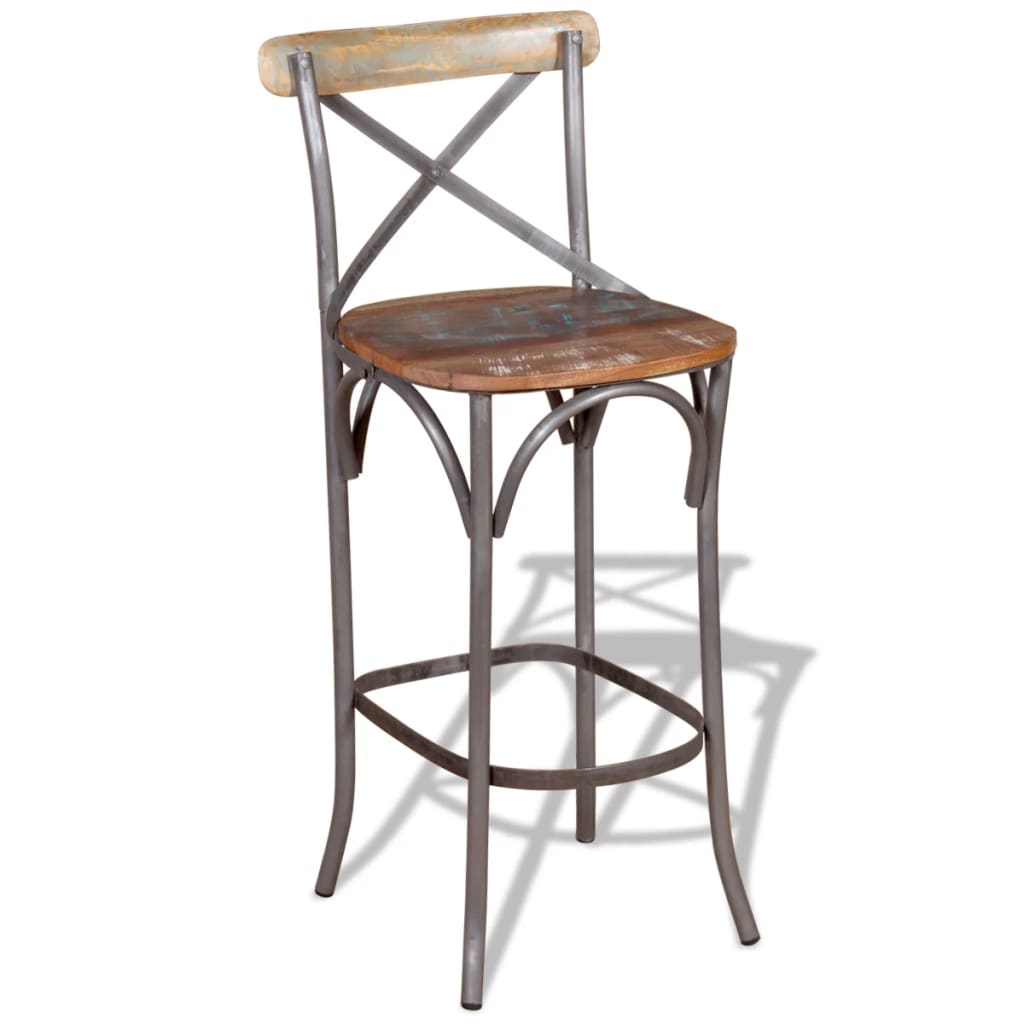 Bar stool, solid recycled wood