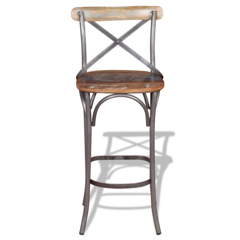 Bar stool, solid recycled wood