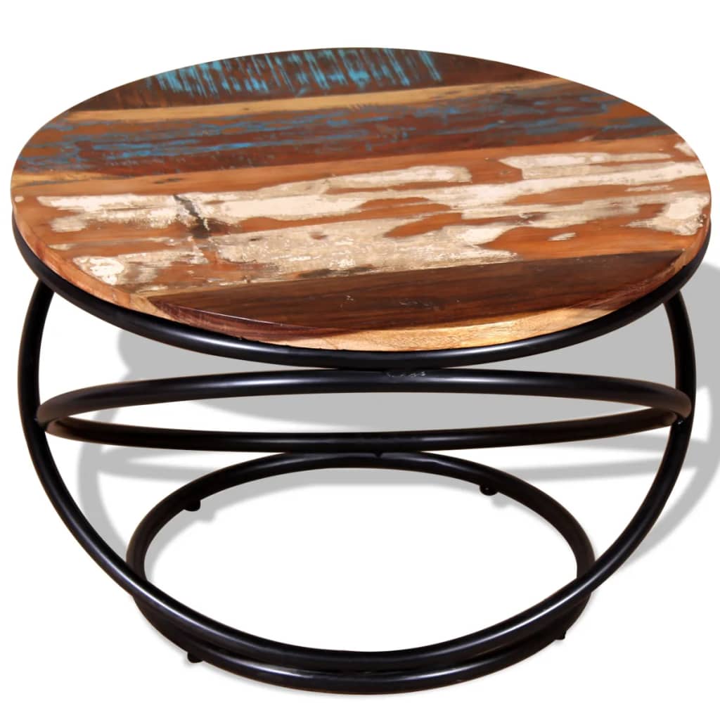 Coffee table, 60 x 60 x 40 cm, solid recycled wood