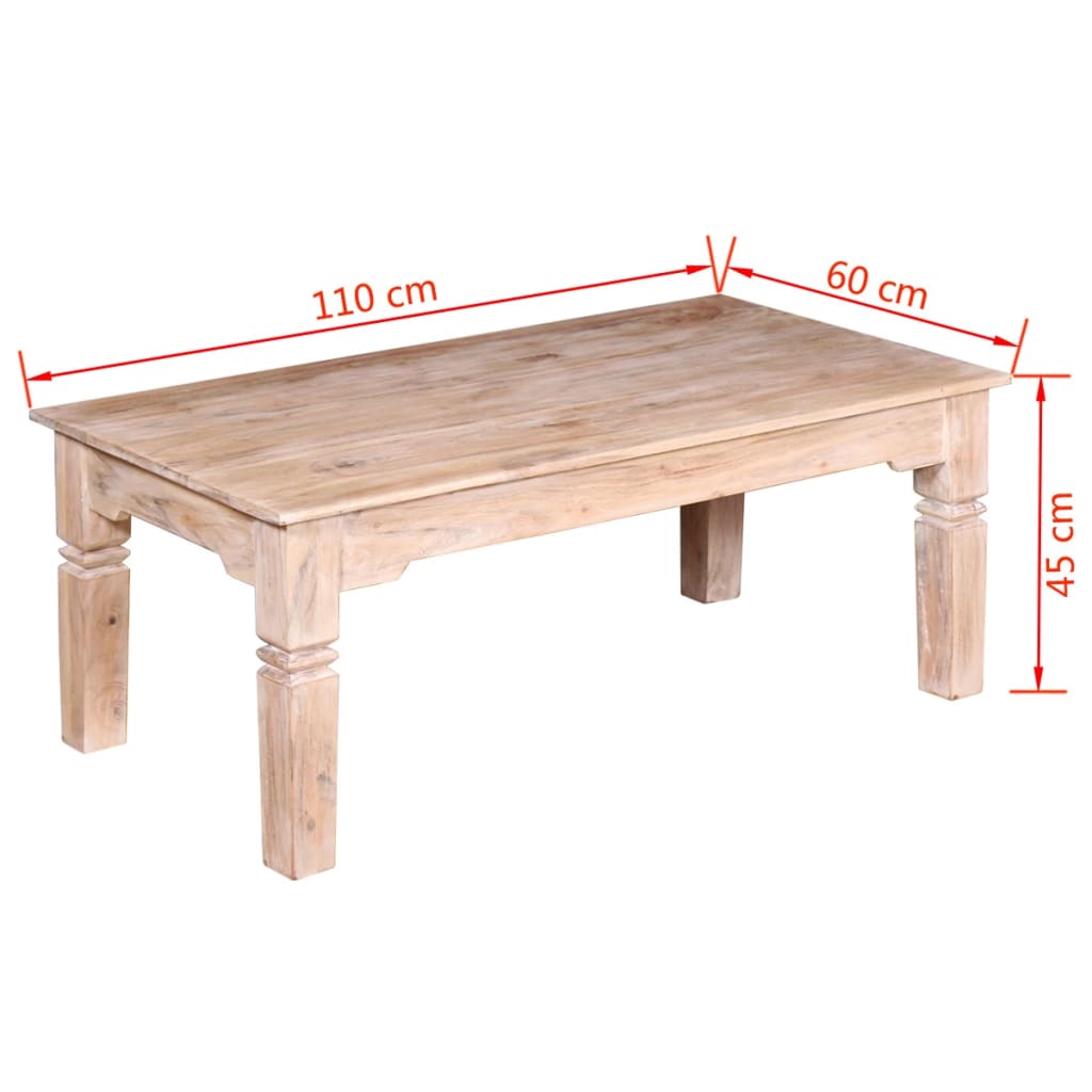 Acacia wood coffee table 110 x 60 x 45 cm