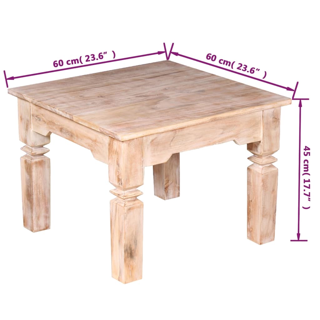 Acacia wood coffee table, 60 x 60 x 45 cm