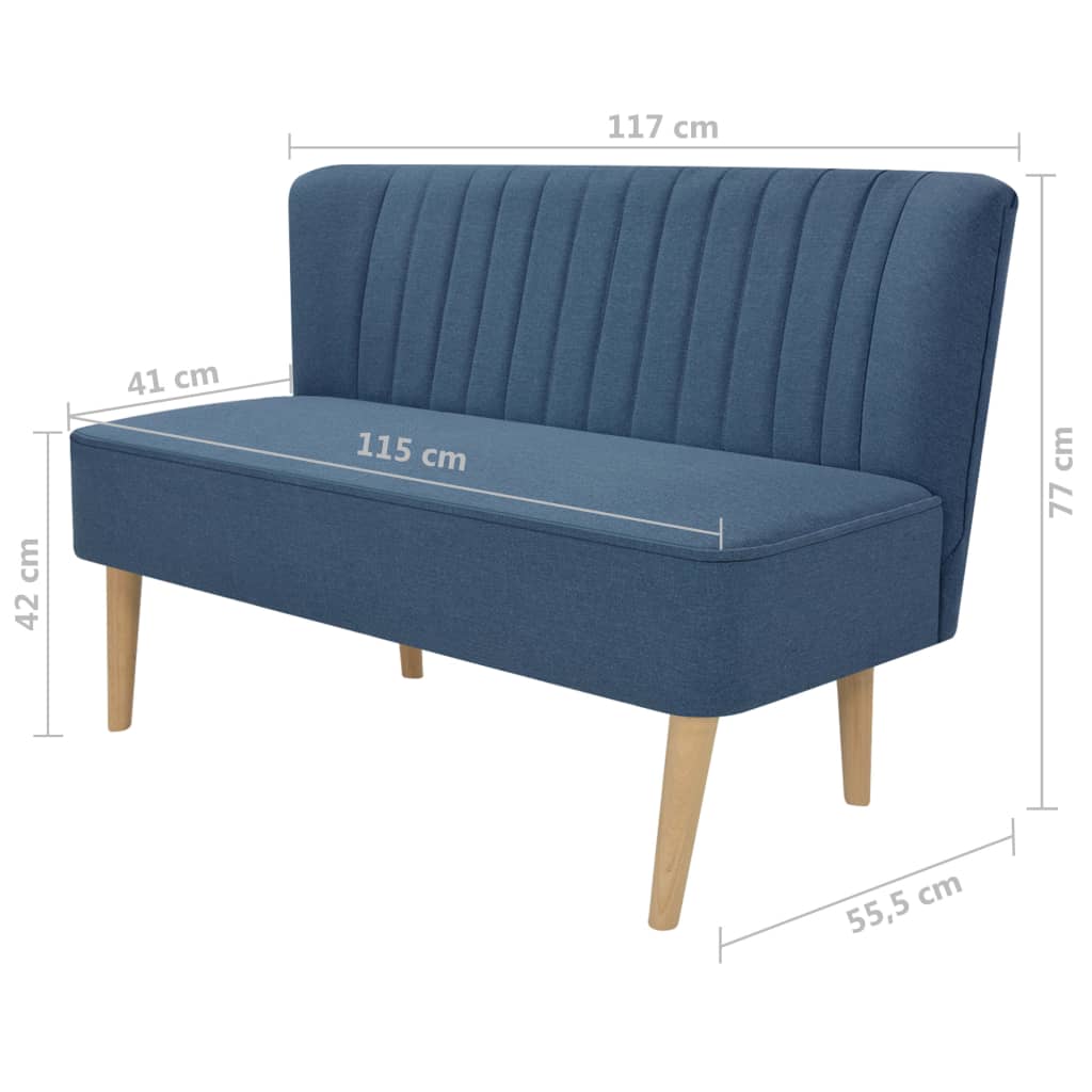 Fabric sofa, 117 x 55.5 x 77 cm, blue